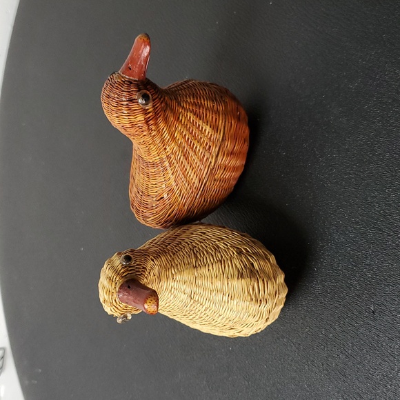 Other - Vintage 2 Woven Brown Bird Figurine Trinket Boxes